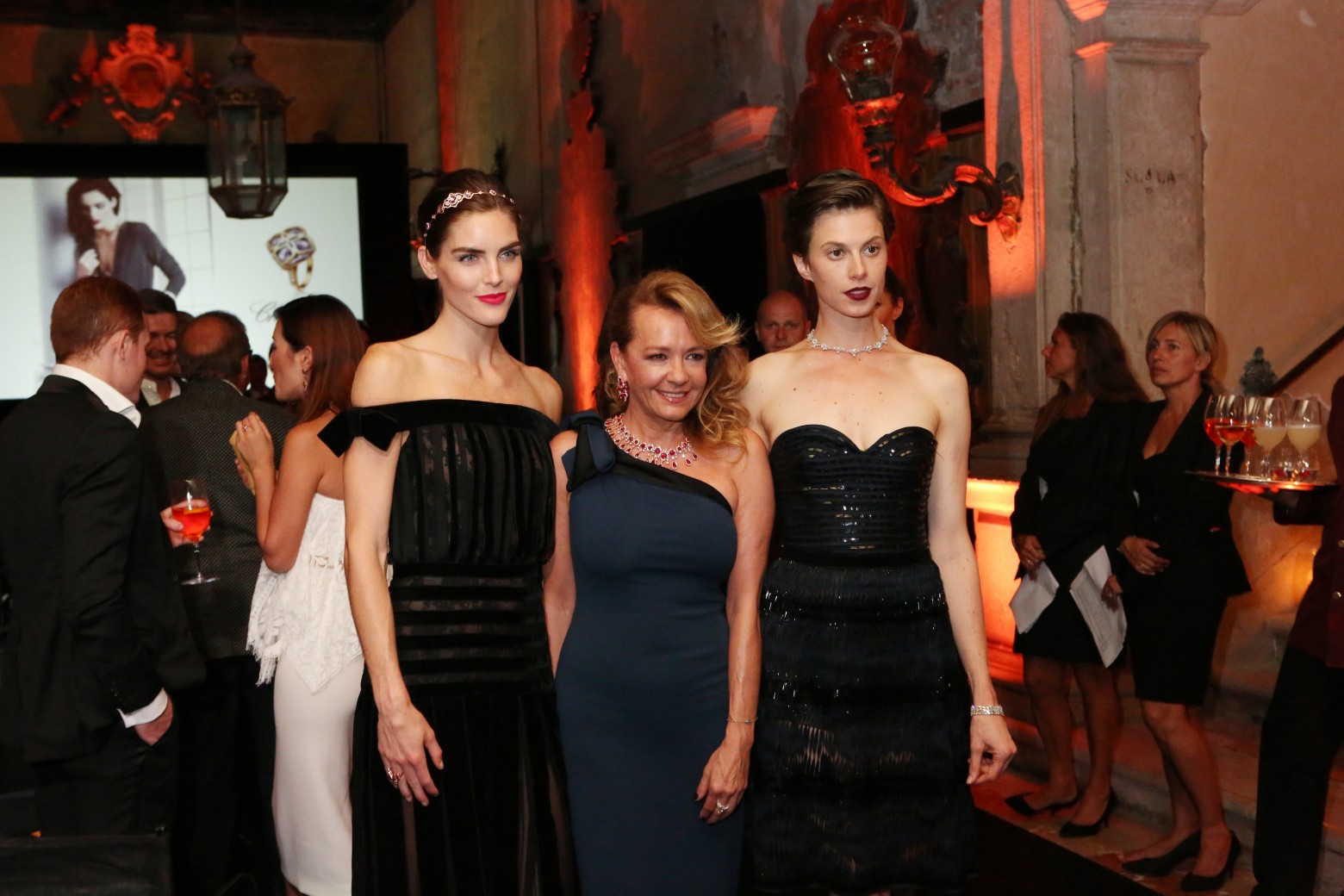 Hilary Rhoda, Caroline Scheufele, Elettra Wiedemann all wearing Chopard jewellery