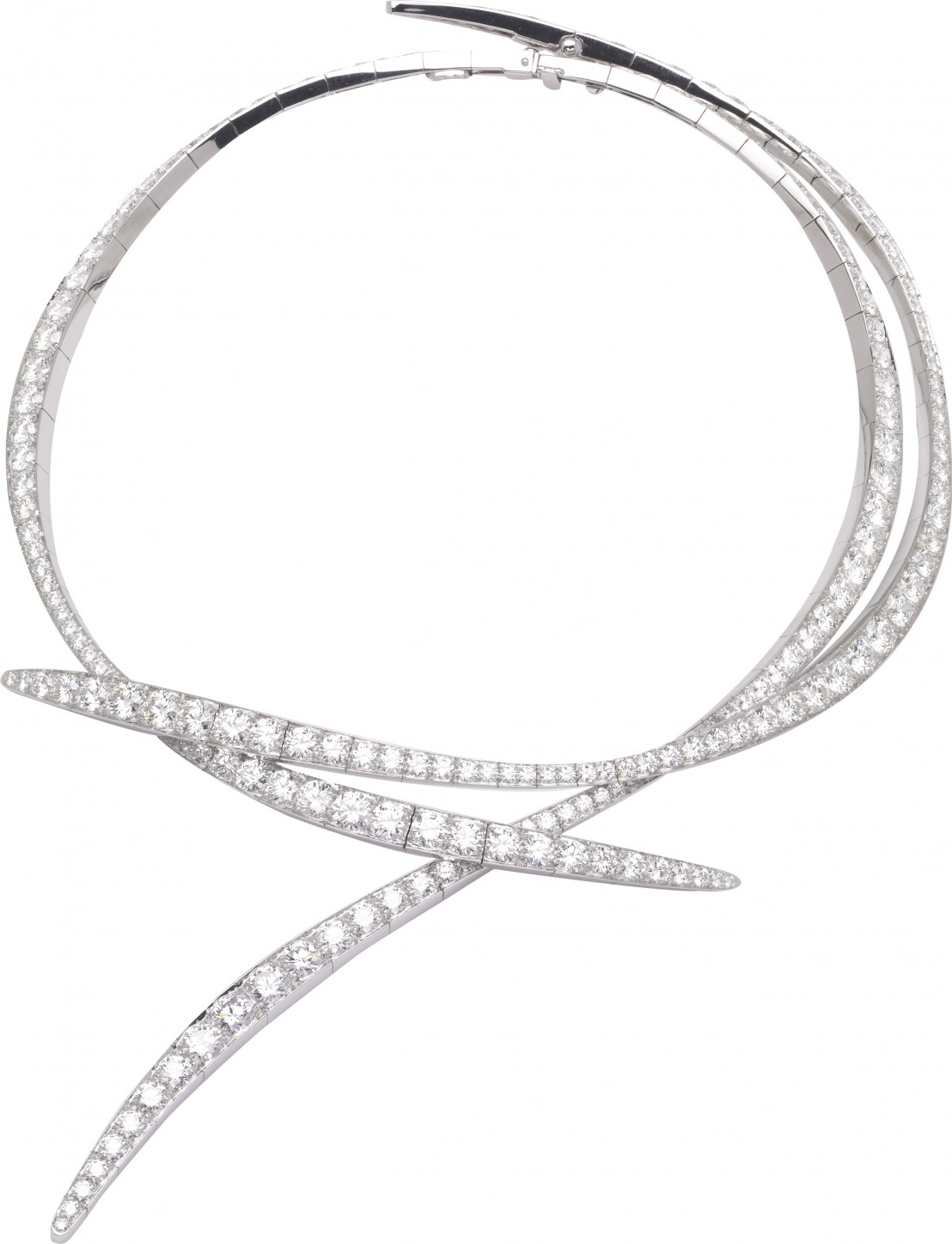 Thétis necklace. White gold, round diamonds.